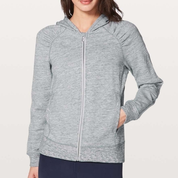 Lululemon Cool & Collected Hooded Sweatshirt Hoodie Heathered Grey Size 8 - Picture 2 of 13